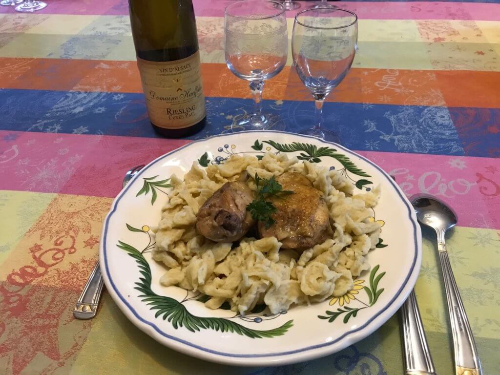 poulet au riesling et spatzle maison